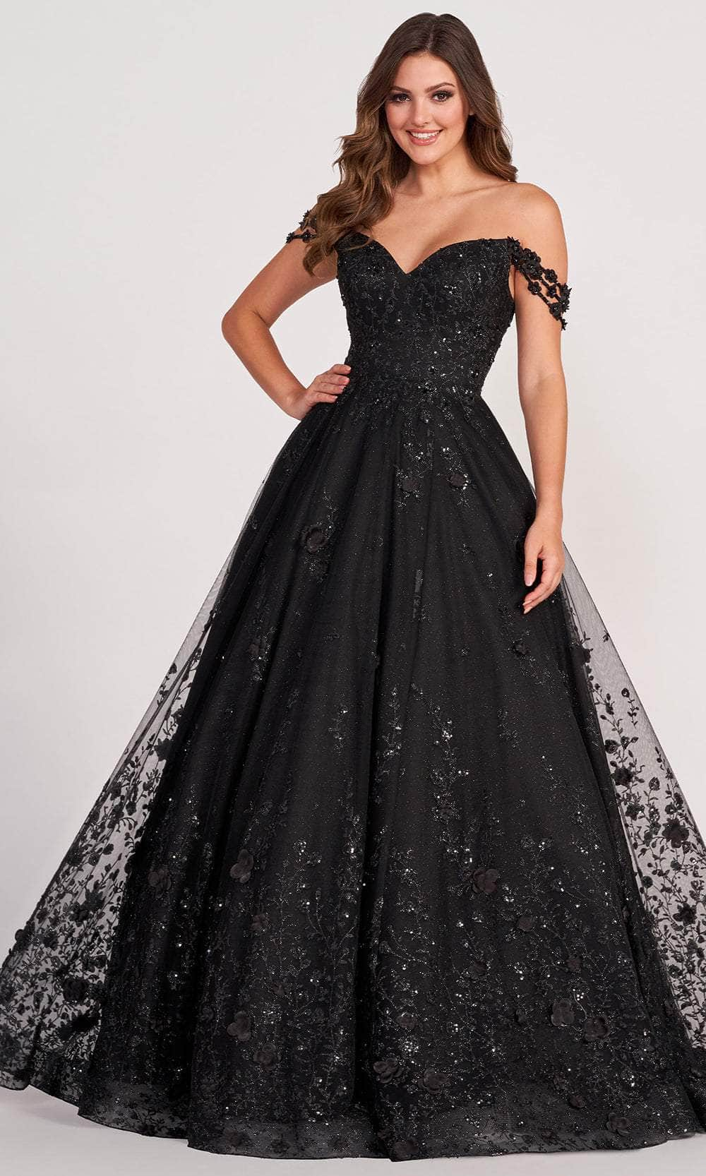 Ellie Wilde EW34113 - Sweetheart Beaded Floral Ballgown Evening Dresses 00 / Black