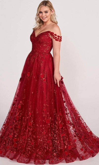 Ellie Wilde EW34113 - Sweetheart Beaded Floral Ballgown Evening Dresses 00 / Ruby