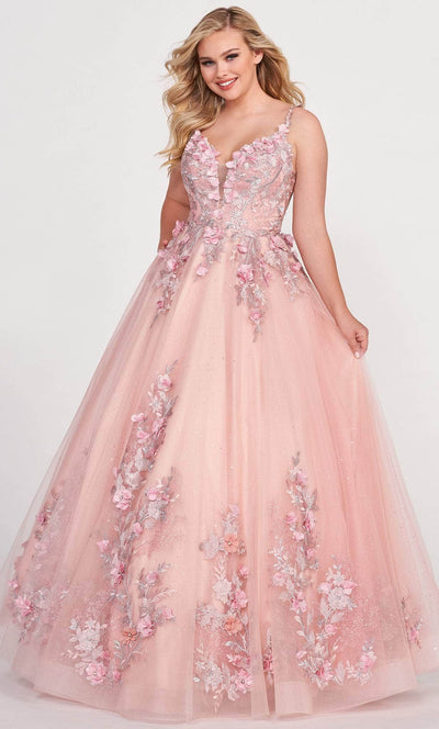 Ellie Wilde EW34125 - Tulle-Made 3D Floral Detailed Gown Ball Gowns 00 / English Rose