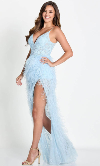 Ellie Wilde EW34126 - Laced Feathered Evening Dress Evening Dresses