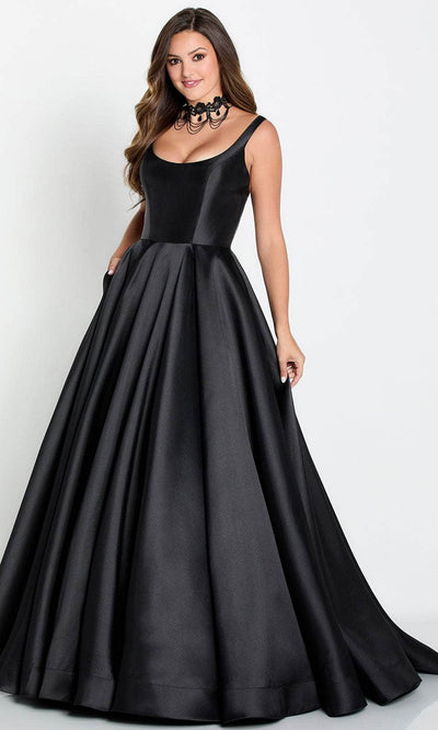 Ellie Wilde EW34130 - Scoop Neck Satin Prom Dress Prom Dresses 00 / Black