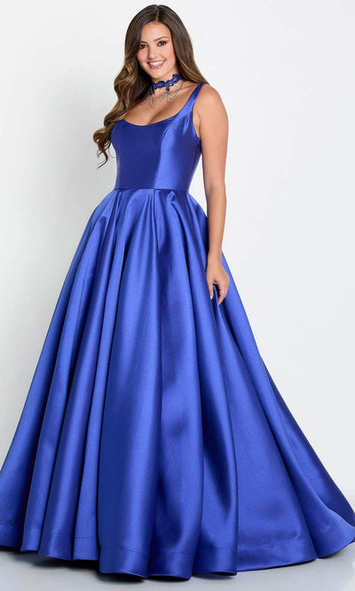 Ellie Wilde EW34130 - Scoop Neck Satin Prom Dress Prom Dresses 00 / Royal Blue