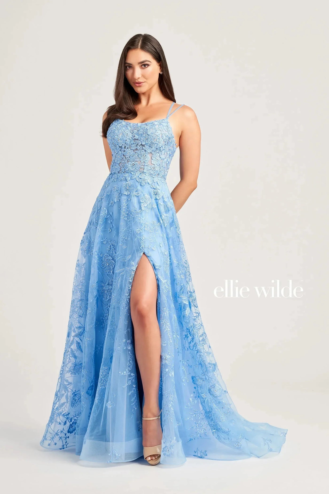 Ellie Wilde EW35012 - High Slit A-Line Evening Dress