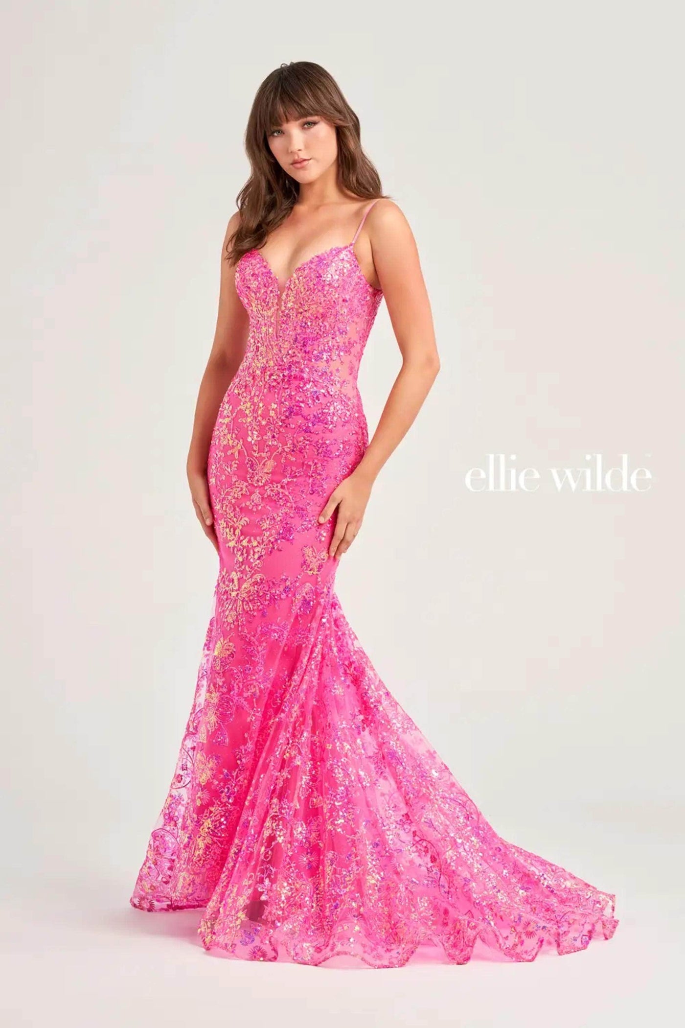 Ellie Wilde EW35013 - Open Back Sequin Evening Dress