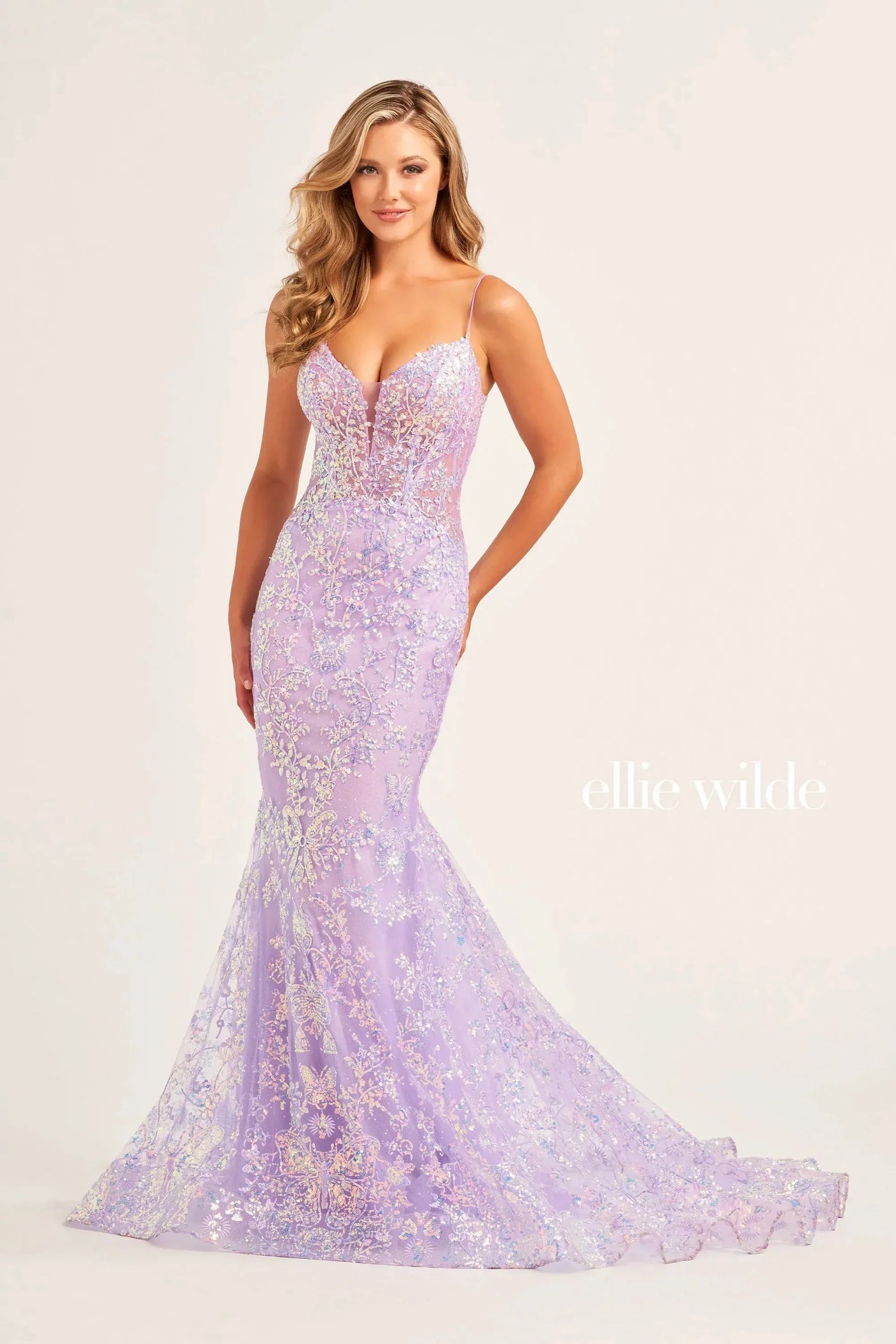 Ellie Wilde EW35013 - Open Back Sequin Evening Dress