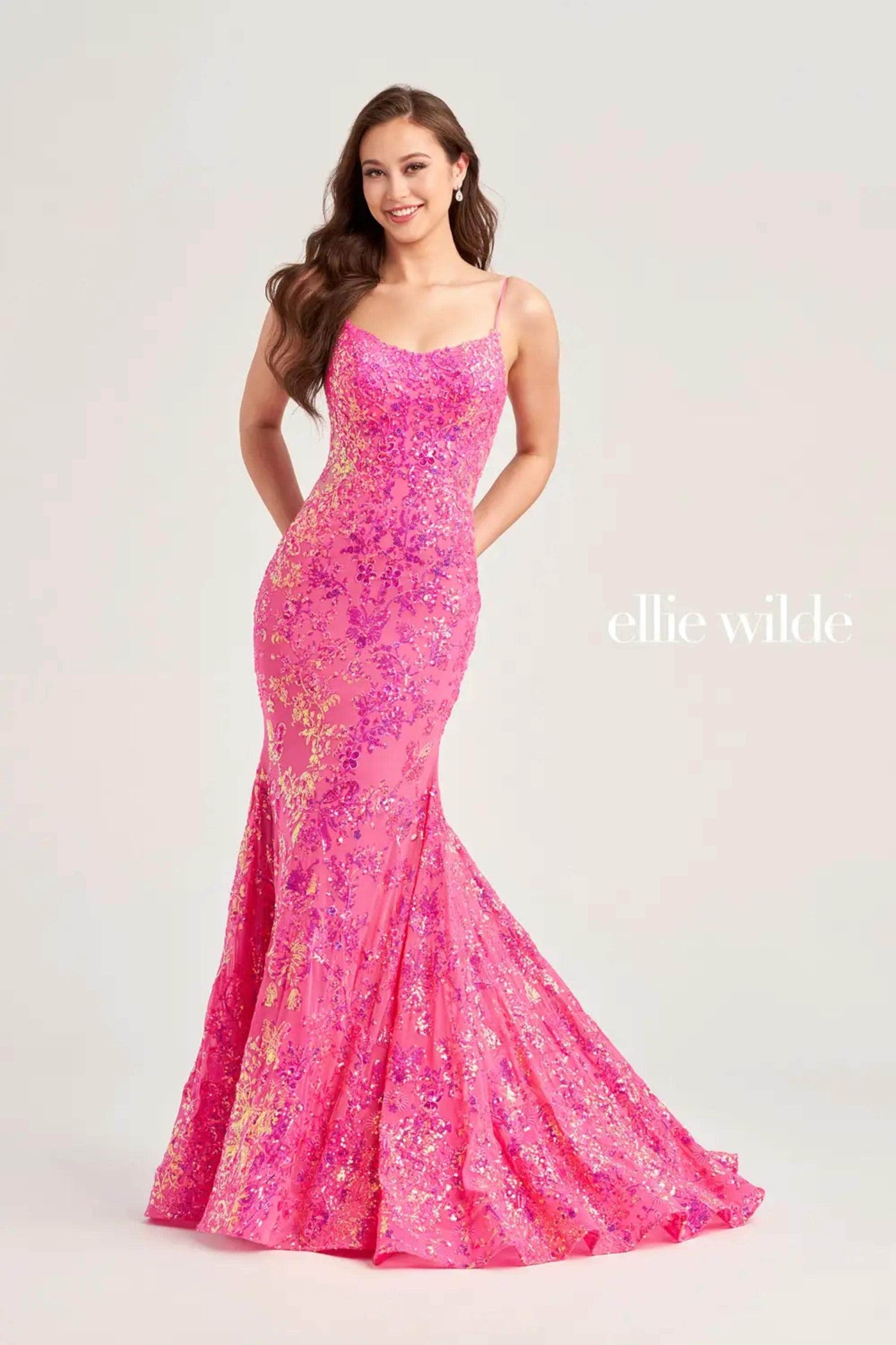 Ellie Wilde EW35015 - Floral Sequin Evening Dress