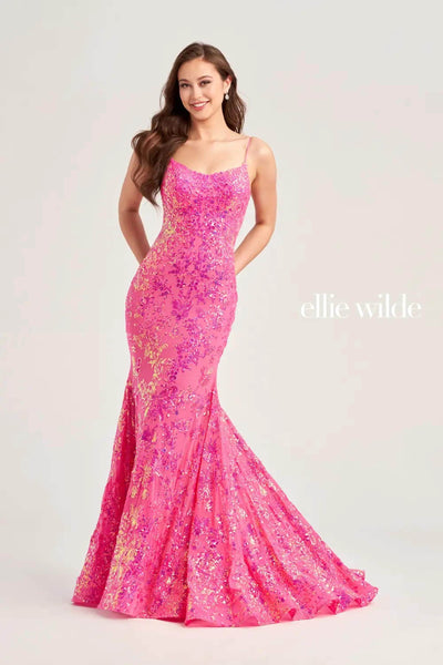 Ellie Wilde EW35015 - Floral Sequin Evening Dress