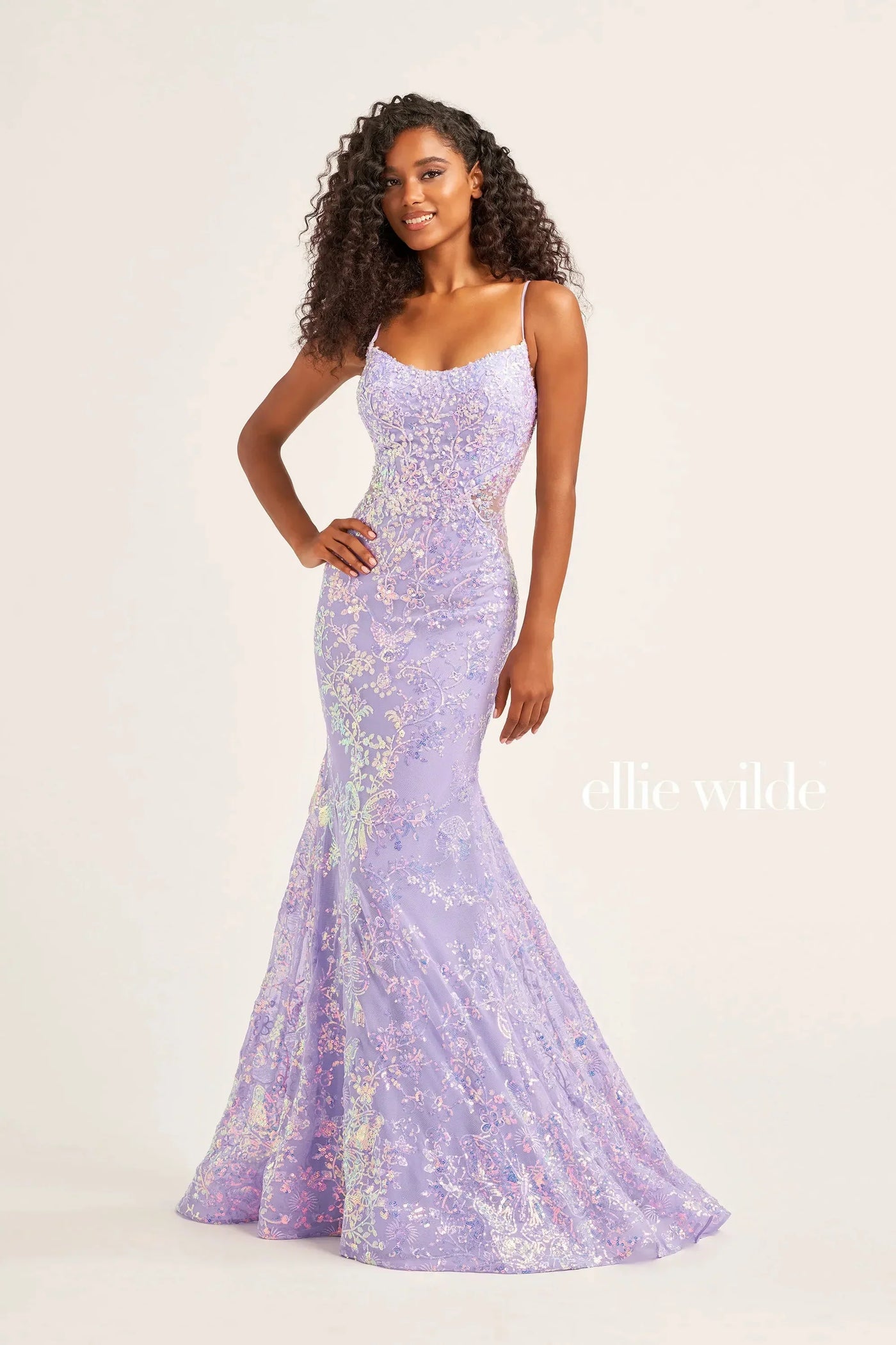 Ellie Wilde EW35015 - Floral Sequin Evening Dress