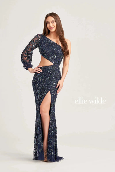 Ellie Wilde EW35020 - One-Shoulder Side Cut-Out Detailed Gown