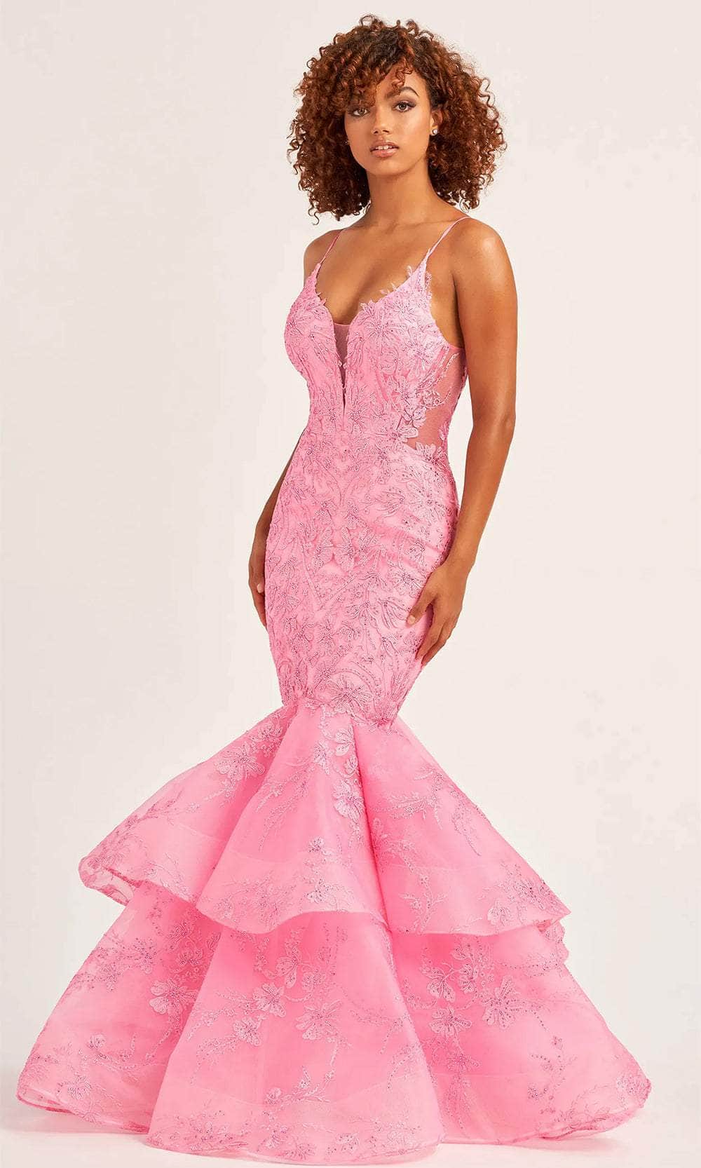 Ellie Wilde EW35038 - Tiered Mermaid Evening Dress Prom Dresses 00 / Pink