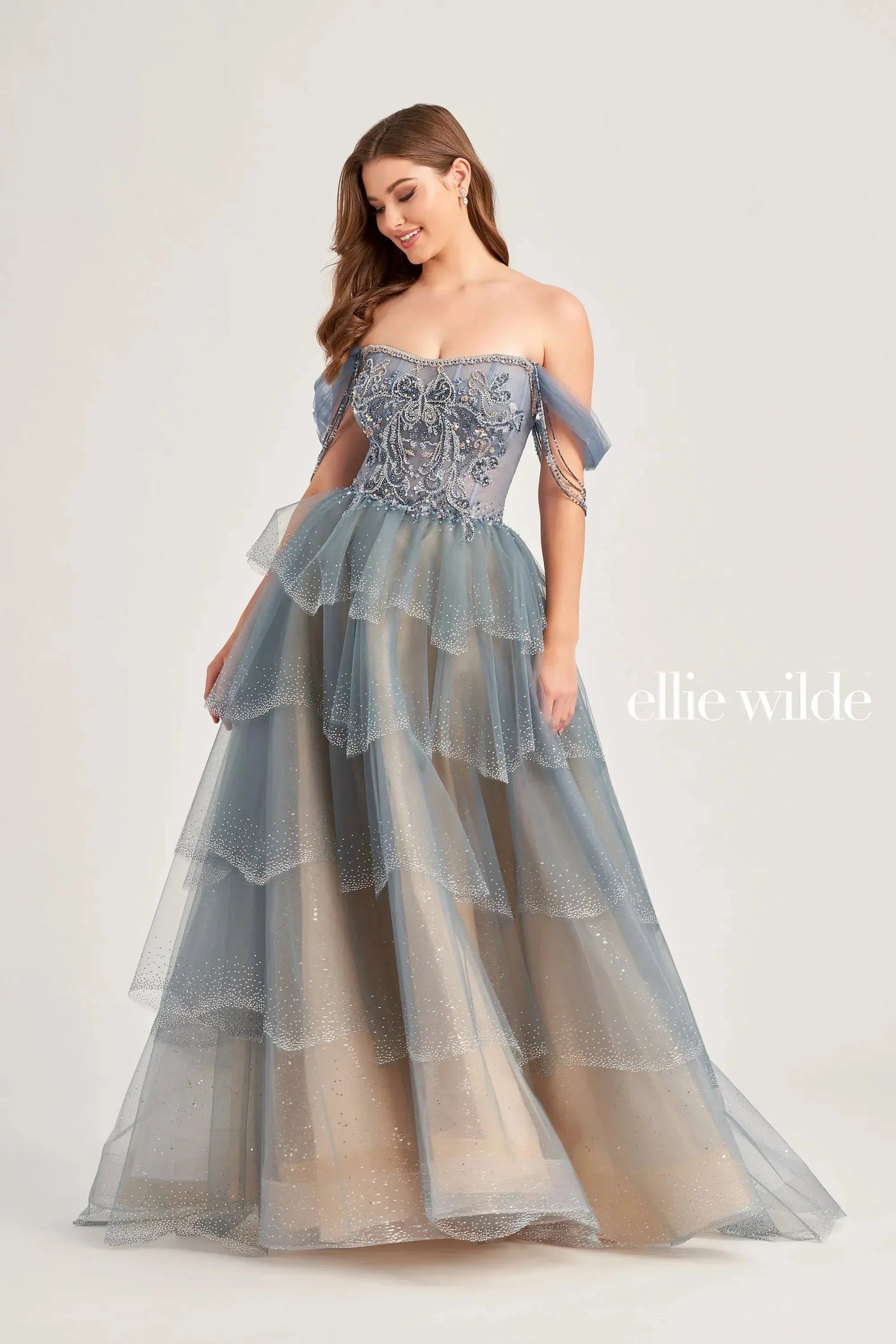 Ellie Wilde EW35040 - Off-Shoulder Embellished Ballgown