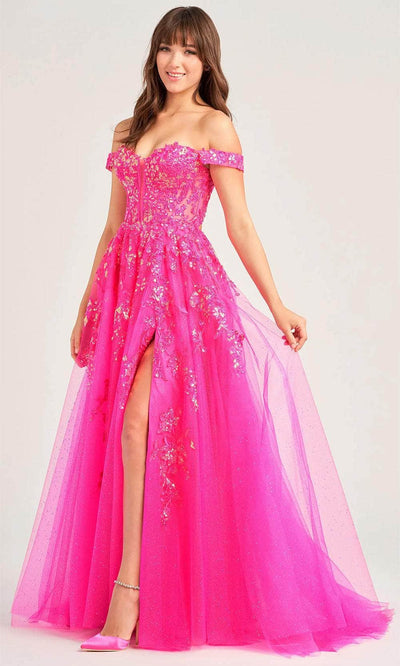 Ellie Wilde EW35058 - Lace-Applique A-Line Prom Gown Prom Dresses 00 / Magenta