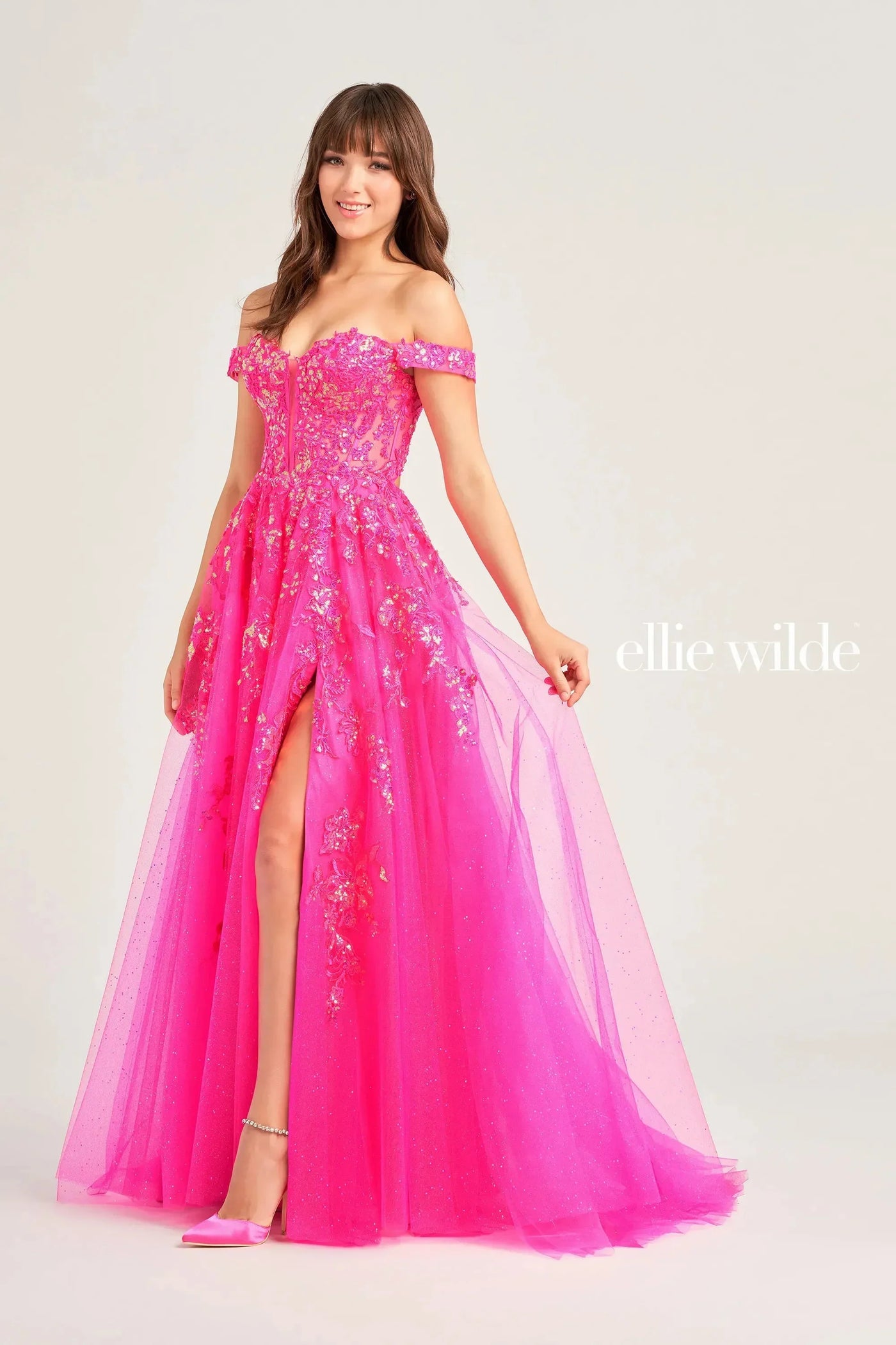 Ellie Wilde EW35058 - Off-Shoulder A-Line Gown