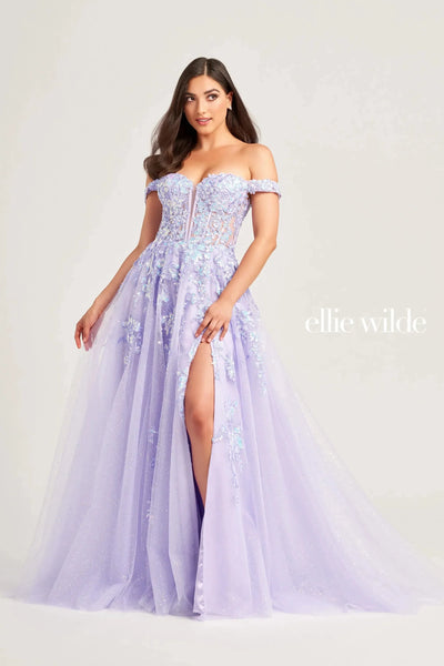 Ellie Wilde EW35058 - Off-Shoulder A-Line Gown