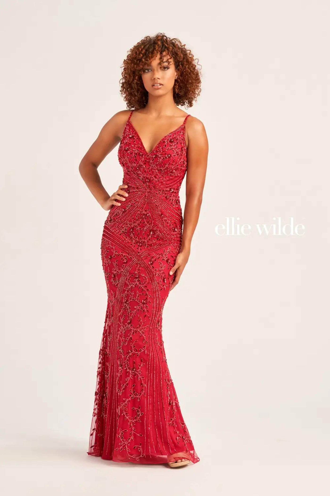 Ellie Wilde EW35065 - Embellished V-Neck Evening Dress