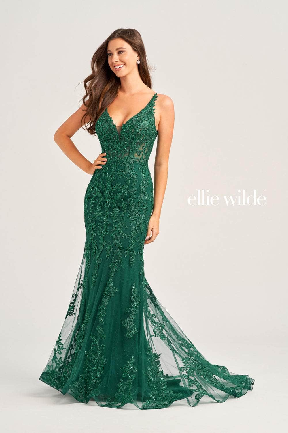 Ellie Wilde EW35071 - Appliques Trumpet Evening Dress