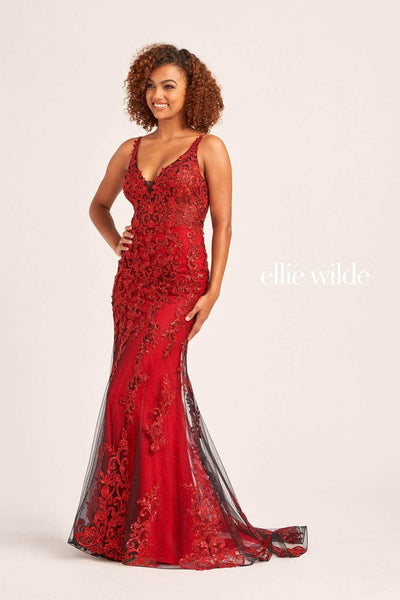 Ellie Wilde EW35071 - Appliques Trumpet Evening Dress