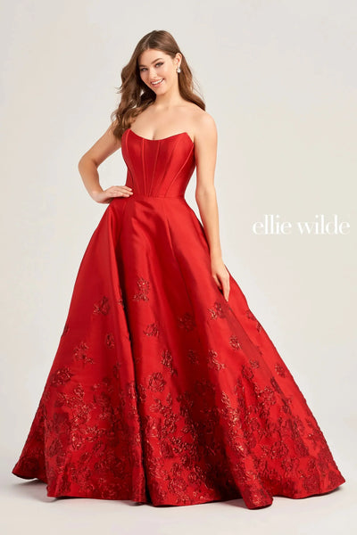 Ellie Wilde EW35073 - Scoop Neck Strapless Ballgown
