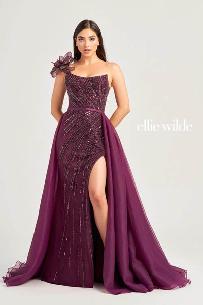 Ellie Wilde EW35087 - Scoop Neck One-Shoulder Gown