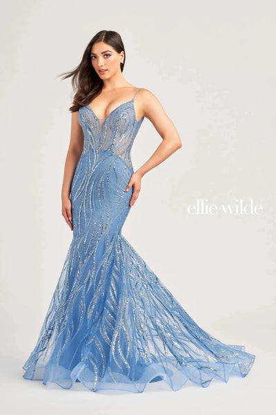Ellie Wilde EW35098 - Plunging V-Neck Sequin Gown