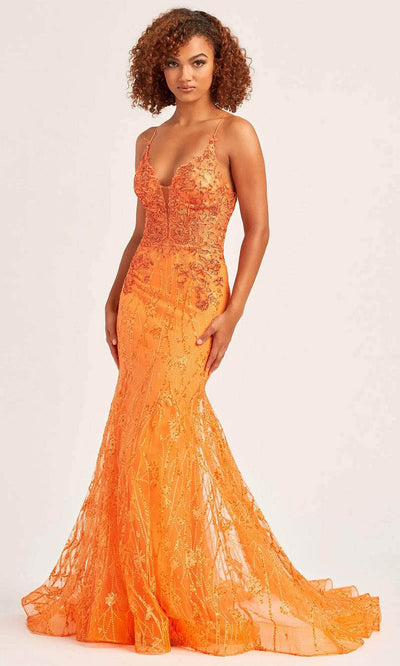 Ellie Wilde EW35104 - Sequin Floral Evening Dress Evening Dresses 00 / Orange
