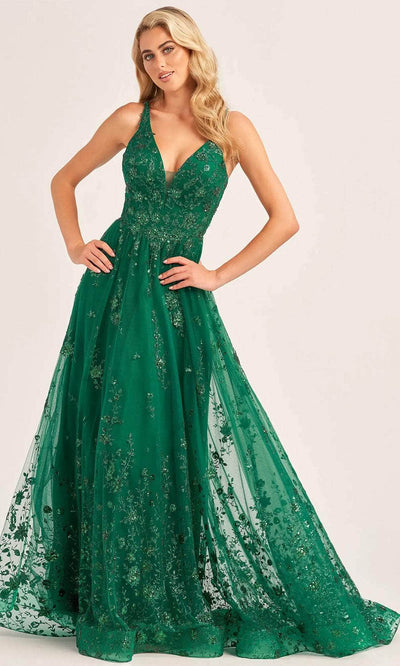Ellie Wilde EW35105 - Open Back Fitted Evening Dress Evening Dresses 00 / Emerald