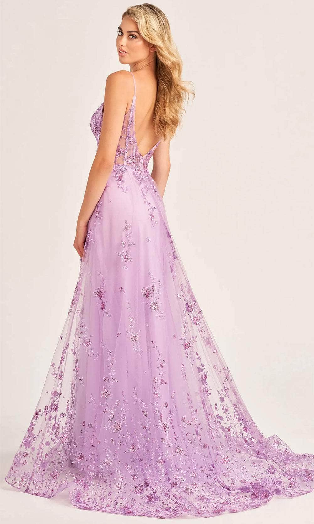 Ellie Wilde EW35105 - Open Back Fitted Evening Dress Evening Dresses 00 / Lilac