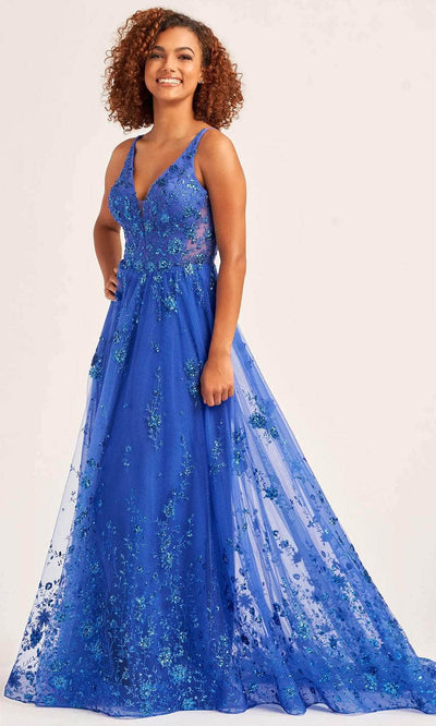 Ellie Wilde EW35105 - Open Back Fitted Evening Dress Evening Dresses 00 / Royal Blue