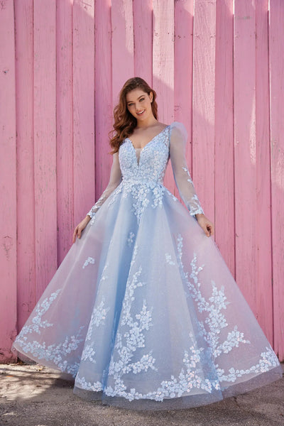 Ellie Wilde EW35106 - Lace Applique Open Back Ballgown