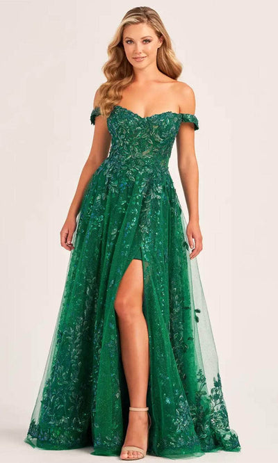 Ellie Wilde EW35116 - Lace Applique A-Line Prom Gown Prom Dresses 00 / Emerald