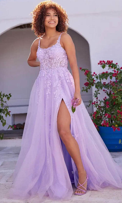 Ellie Wilde EW35118 - Corset Bodice Scoop Neck Prom Gown Prom Dresses 00 / Lilac