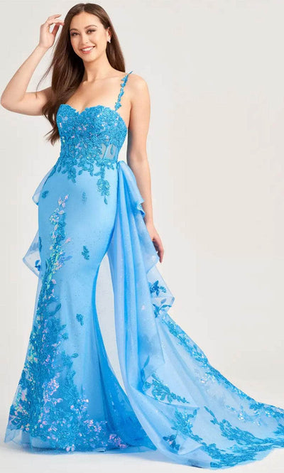 Ellie Wilde EW35207 - Embroidered Sweetheart Neck Prom Gown Prom Dresses 00 / Ocean Blue