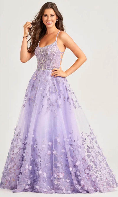 Ellie Wilde EW35240 - Scoop Neck Lace-Up Back Prom Gown Prom Dresses 00 / Lilac