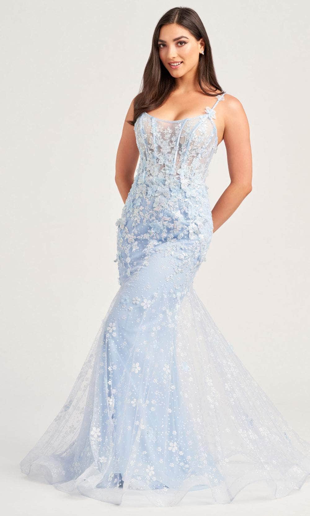 Ellie Wilde EW35241 - Embroidered Trumpet Prom Gown Prom Dresses 00 / Light Blue