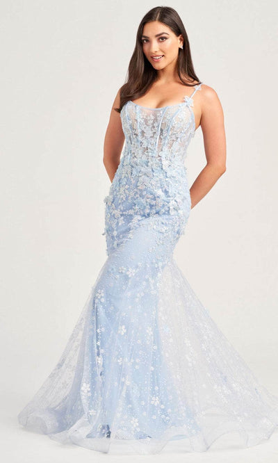 Ellie Wilde EW35241 - Embroidered Trumpet Prom Gown Prom Dresses 00 / Light Blue