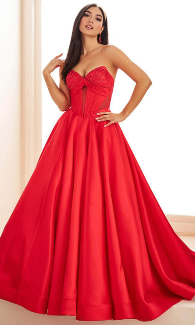 Ellie Wilde EW36025 - Strapless Illusion Cutout Prom Gown Ball Gowns / 00  Red