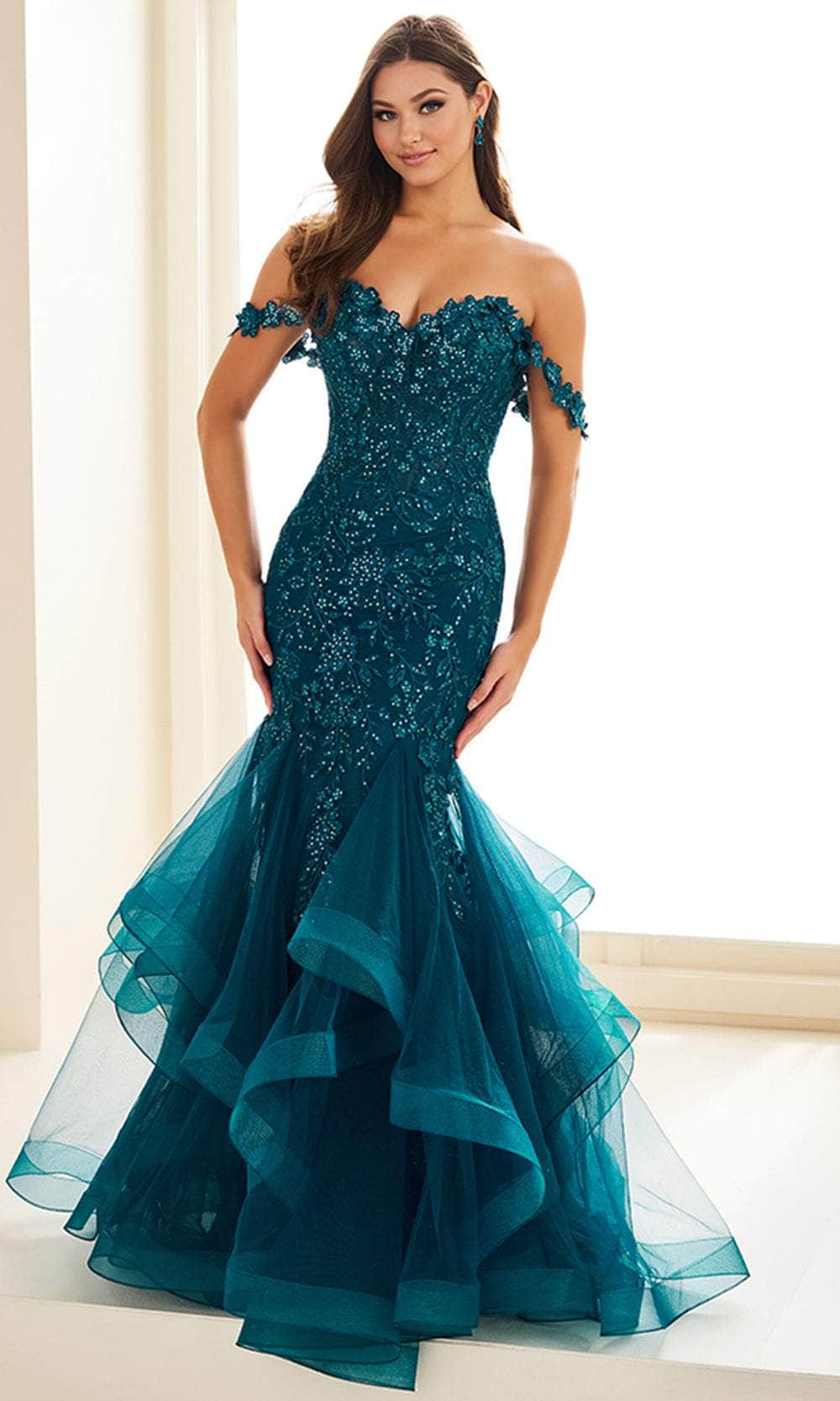 Ellie Wilde EW36047 - Embroidered Mermaid Prom Gown Pageant Dresses / 00  Dark Teal