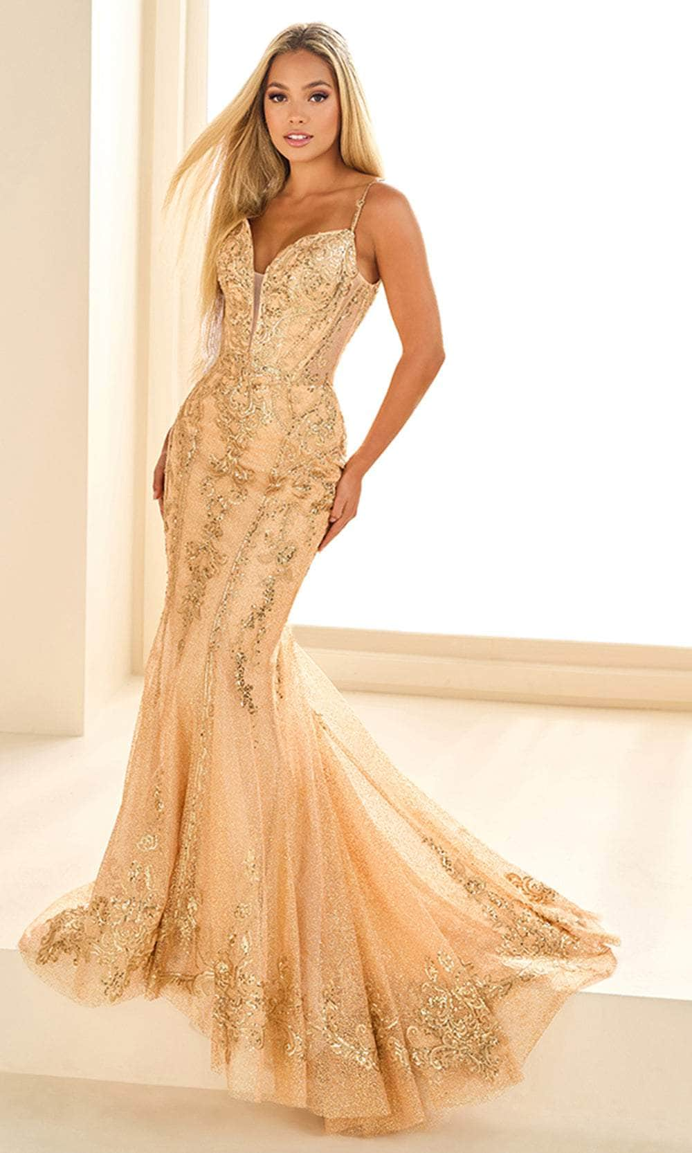 Ellie Wilde EW36056 - Glitter Tulle Mermaid Gown Prom Dresses / 00  Gold