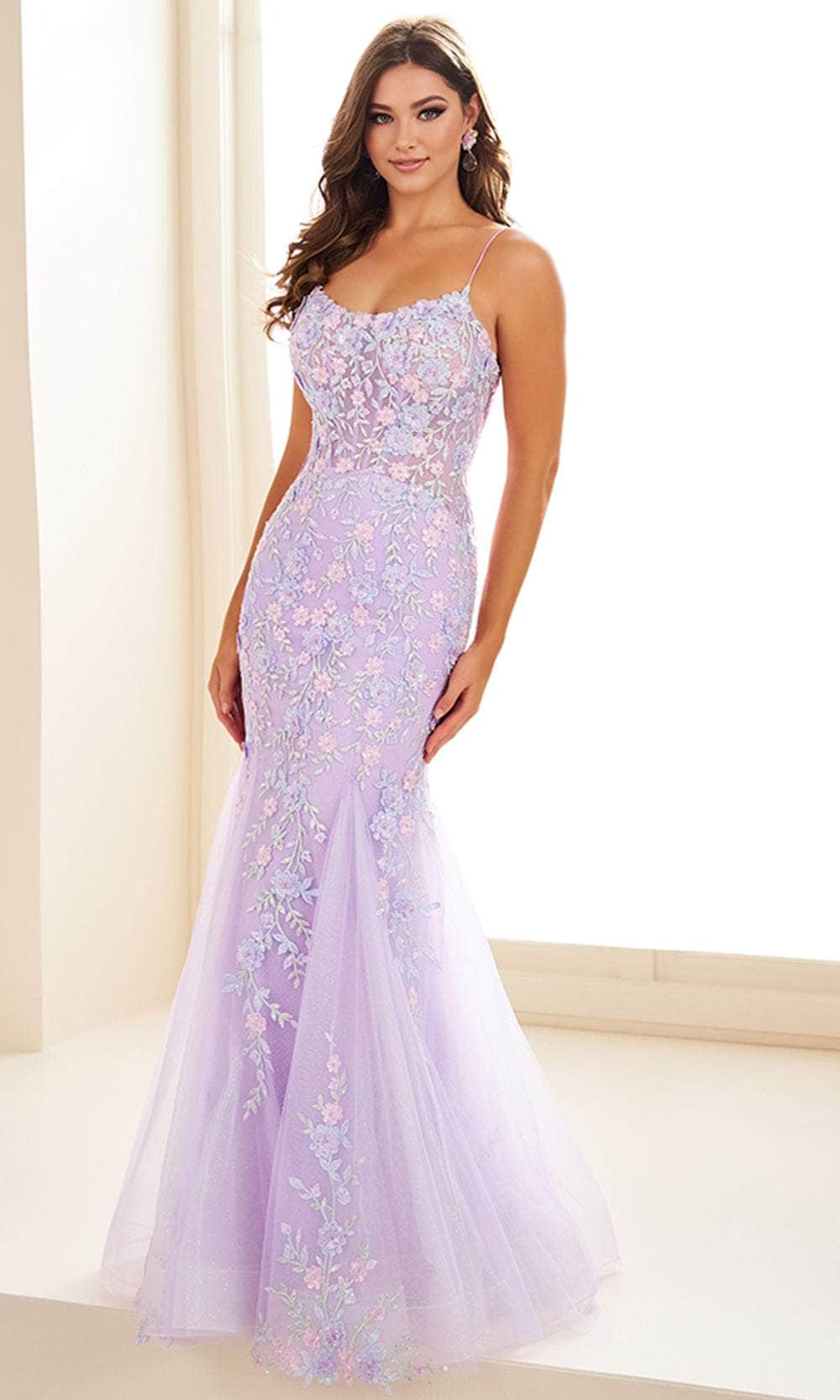 Ellie Wilde EW36090 - Spaghetti Straps Floral Prom Gown Prom Dresses / 00  Lilac/Multi