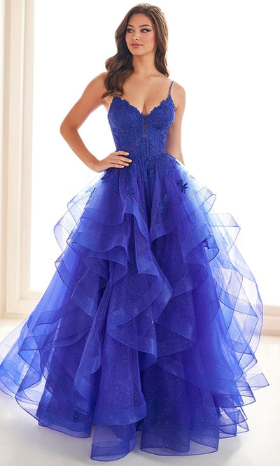 Ellie Wilde EW36203 - Spaghetti Strap Ruffled Prom Dress Prom Dresses / 00  Royal Blue