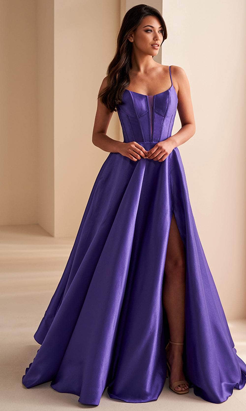 Ellie Wilde EW36224 - Corset Lace-Up Back Ballgown Prom Dresses / 00  Purple