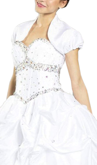 Embellished Ballgown with Puff Sleeve Bolero Dress