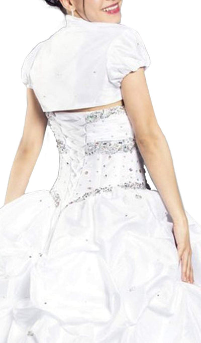 Embellished Ballgown with Puff Sleeve Bolero Dress