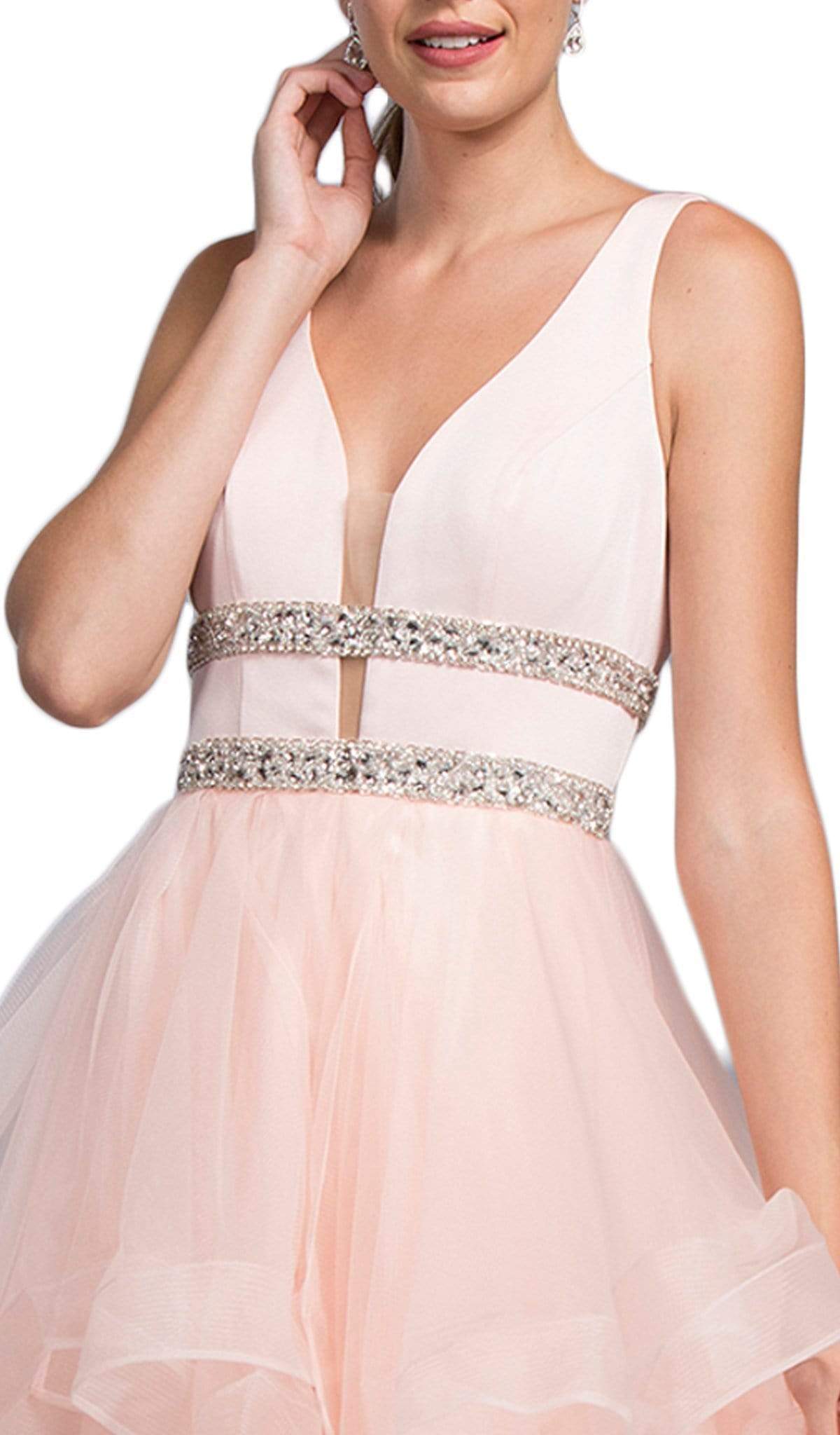 Embellished Deep V-neck A-line Prom Dress Dress