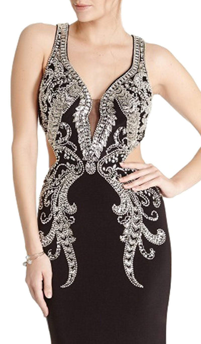 Embellished Deep V-neck Sheath Evening Dress Dress