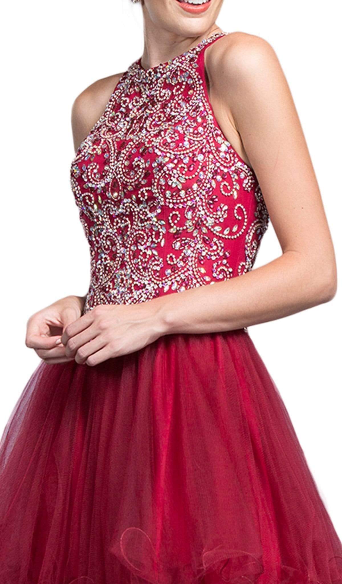 Embellished Halter A-line Homecoming Dress Dress