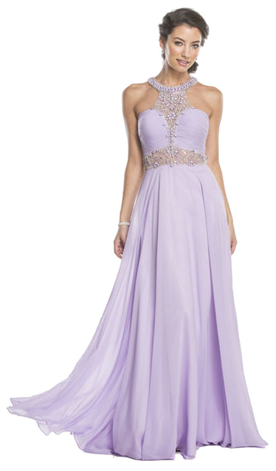 Embellished Halter Neck A-line Prom Dress Dress XXS / Lilac