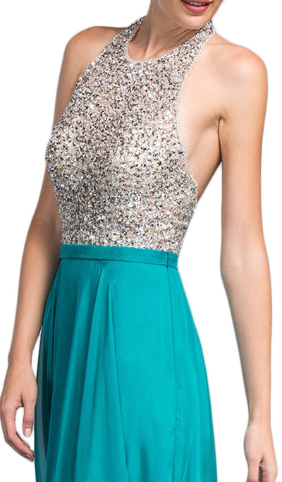 Embellished Halter Neckline A-line Prom Dress Dress