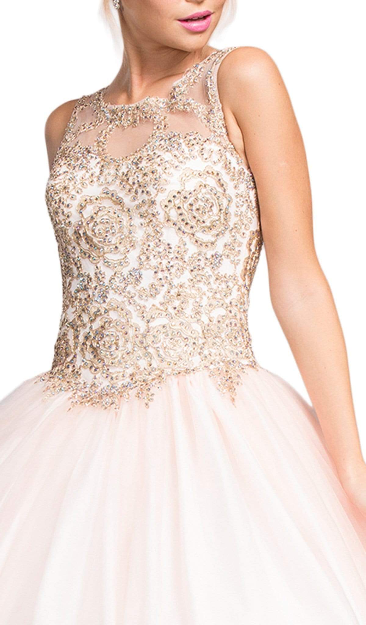 Embellished Illusion Bateau Evening Ballgown Quinceanera Dresses