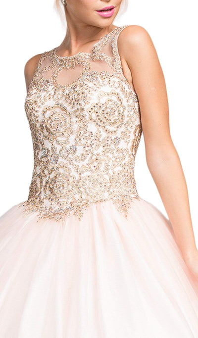 Embellished Illusion Bateau Evening Ballgown Quinceanera Dresses